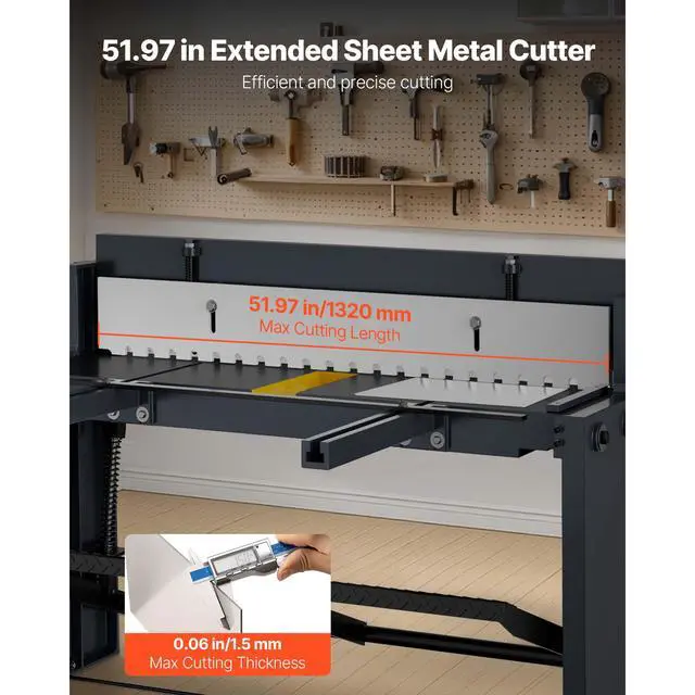Alt view image 2 of 7 - Foot Stomp Sheet Metal Shear, 52 in Width Manual Floor Shear, with Soild Steel Frame, Adjustable Blade Gap, Material Stops, Foot-Pedal Control for Cutting Steel, Copper, Rebar, and Aluminum