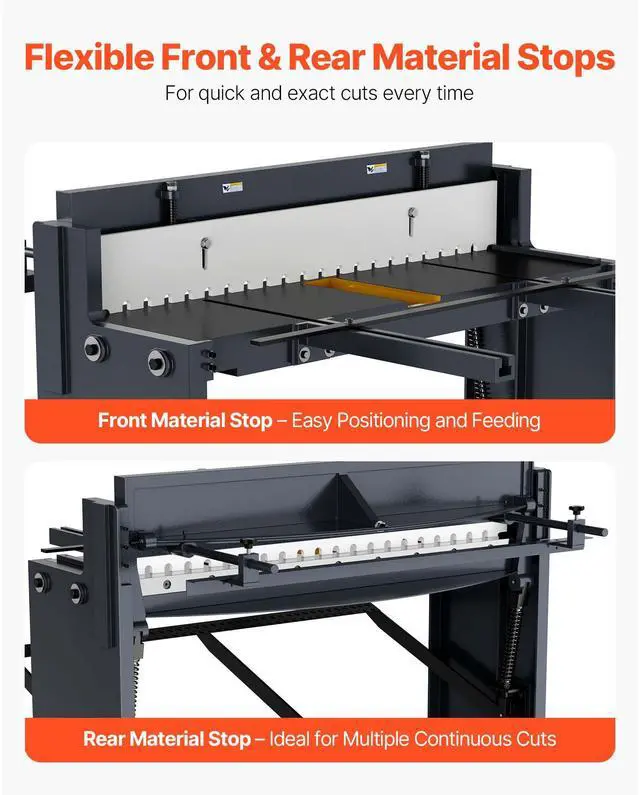 Alt view image 4 of 7 - Foot Stomp Sheet Metal Shear, 52 in Width Manual Floor Shear, with Soild Steel Frame, Adjustable Blade Gap, Material Stops, Foot-Pedal Control for Cutting Steel, Copper, Rebar, and Aluminum