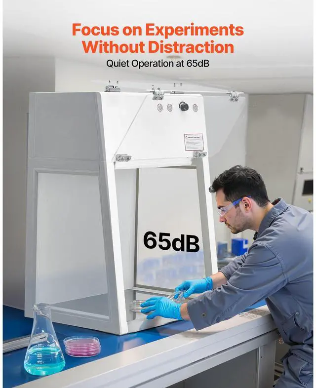 Alt view image 6 of 7 - Laminar Flow Hood, 20.08 x 20.47 x 23.62 inch Working Area Portable Clean Room, Meets ISO Class 5 Clean Room Standards, with HEPA-14 Filter and G1 Pre-Filter, for Medical and Laboratory Use