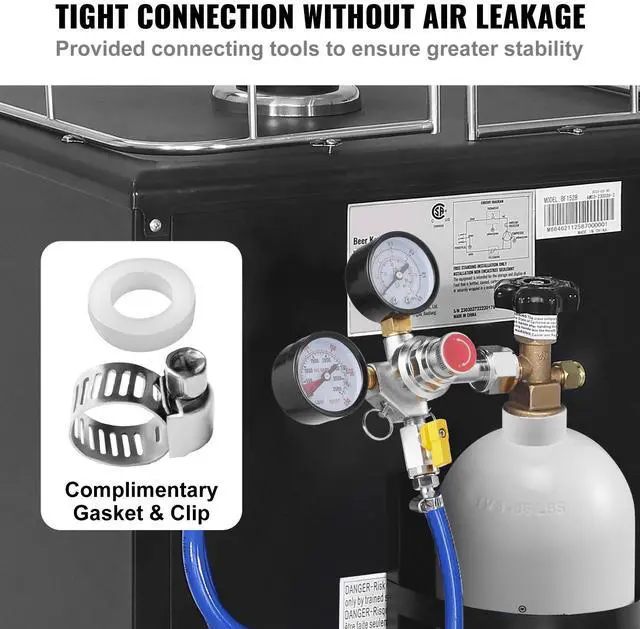 Alt view image 7 of 10 - VEVOR Double Gauge Regulator, CO2 Regulator Gauge with 0-60PSI, Heavy Duty CO2 Gauge Gas System, Draft Beer Regulator with Check Valve, Adjustable Pressure Regulator for Draft Beer Homebrew, CGA320