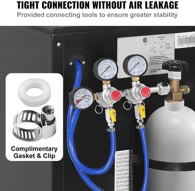 Alt view image 11 of 14 - VEVOR Triple Gauge Regulator, CO2 Regulator Gauge with 0-60PSI, Heavy Duty CO2 Gauge Gas System, Draft Beer Regulator with Check Valve, Adjustable Pressure Regulator for Draft Beer Homebrew, CGA320