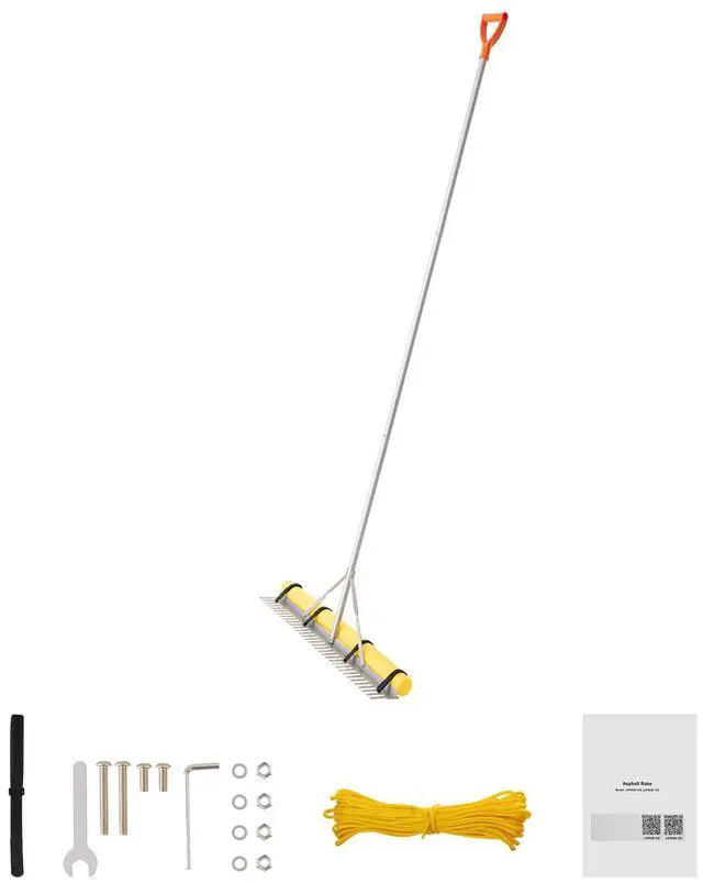 Main image of Landscape Rake, 36 inch Wide Head 133 inch Handle, Large Heavy Duty Aluminum Landscaping Leaf Rake Tool, Asphalt Level for Loosening Soil, Garden & Yard, Pond Gravel & Beach Lawn Care, 52ft Rope