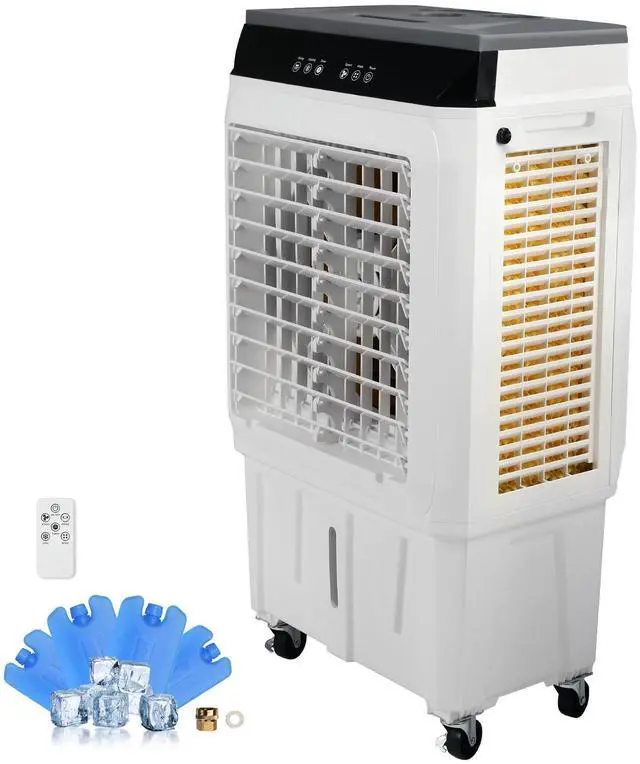 Alt view image 12 of 18 - VEVOR Evaporative Air Cooler, 2100 CFM, 135 Oscillating Swamp Cooler with Adjustable 3 Speeds and 12 H Timer, 7 Gal Portable Air Cooler for 750 Sq.ft, Indoor/Outdoor Use, FCC Listed