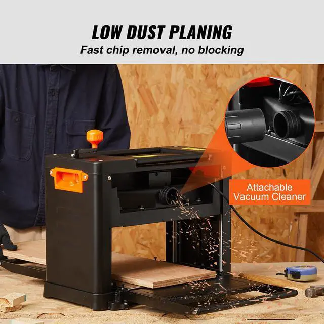 Alt view image 14 of 15 - VEVOR Thickness Planer 13-Inch Two-Speed Three-Blade 15-Amp for woodworking