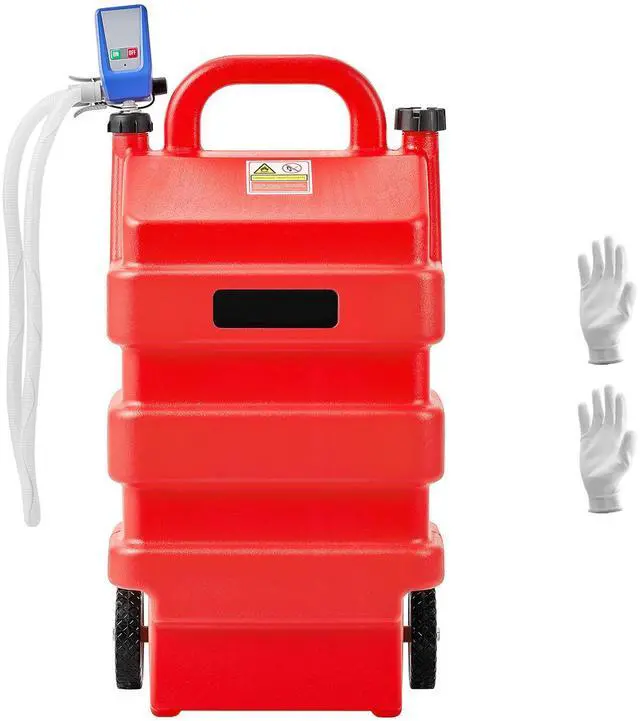 Alt view image 2 of 8 - VEVOR Fuel Caddy, 16 Gallon, Portable Fuel Tank with 12V DC 2.5 GPM Electric Fuel Transfer Pump, 4 ft Delivery Hose & Auto-Stop Sensor Nozzle, Tank Adapters, Suitable for Diesel & Gasoline, Red
