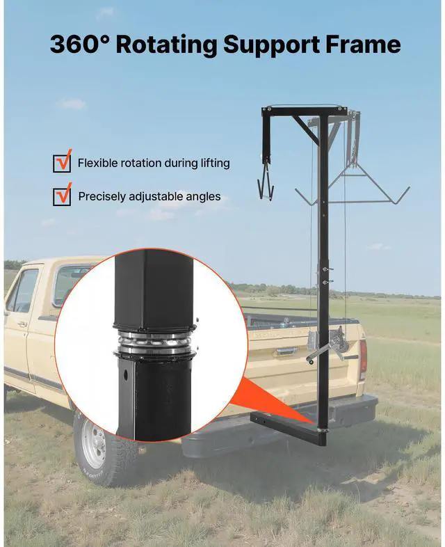 Alt view image 5 of 8 - VEVOR Truck Hitch Game Hoist 300 lbs Hunting Deer Hoist with 2-inch Receiver