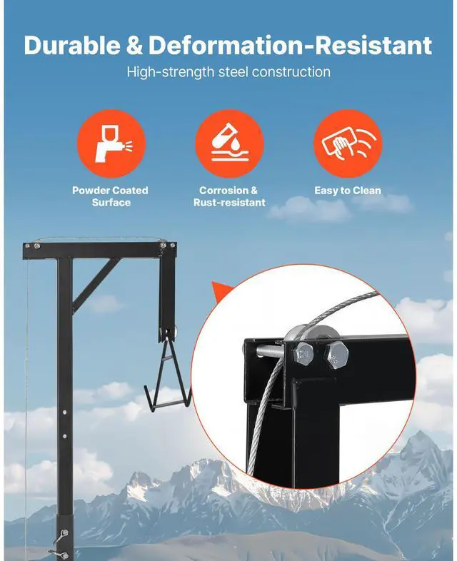 Alt view image 7 of 8 - VEVOR Truck Hitch Game Hoist 300 lbs Hunting Deer Hoist with 2-inch Receiver