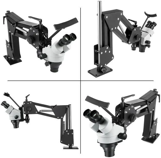 Alt view image 3 of 7 - Micro Inlaid Mirror Multi-Directional Microscope with Spring Bracket Multi-Directional Micro-Setting Microscope Microscope Gem Diamond Setting Machine with Stand Jewelry Tools 7X-45X