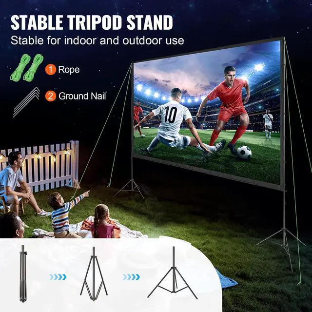 Alt view image 9 of 12 - VEVOR Projector Screen with Stand, 150 inch 16:9 4K 1080 HD Outdoor Movie Screen with Stand, Wrinkle-Free Projection Screen with Tripods and Carry Bag, for Home Theater Cinema Backyard Movie Night