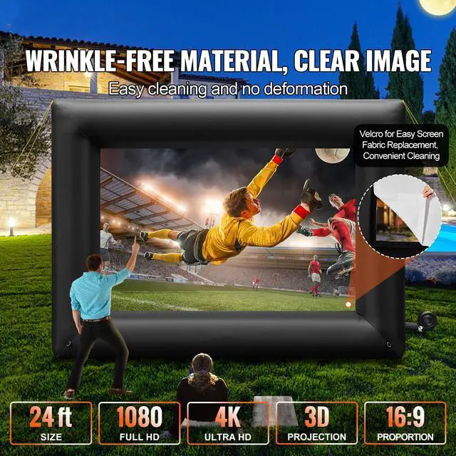 Alt view image 2 of 7 - Inflatable Movie Screen 24FT Inflatable Projector Screen for outside with 360W Air Blower Inflatable Screen Oxford Fabric Material Blow Up Screen for Outdoor Movie Supports Front/Rear Projection