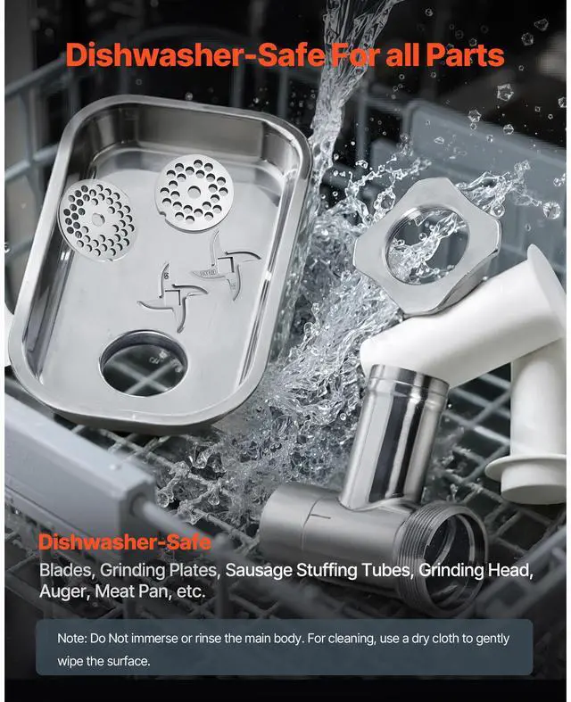 Alt view image 5 of 7 - Commercial Electric Meat Grinder, 7 lbs/min Capacity, #12 Industrial Meat Mincer with 2 Stainless Steel Blades, 2 Grinding Plates, 850W Heavy-Duty Sausage Maker Stuffer, for Kitchen, Restaurant