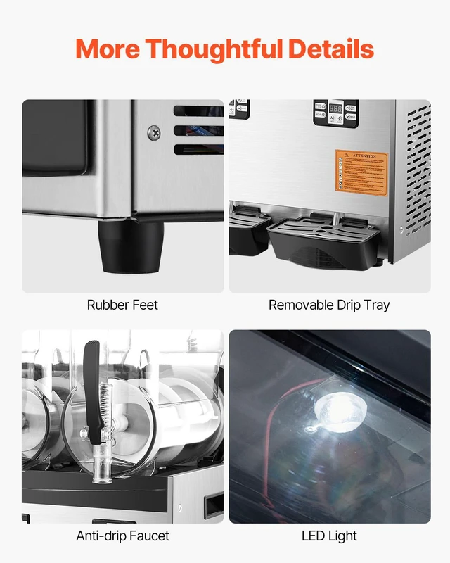 Alt view image 6 of 8 - Commercial Slushy Machine, 12Lx3 Triple Tank Frozen Drink Machine, 144 Cups Stainless Steel Margarita Smoothie Frozen Drink Maker, Slushie Maker for Home Party Restaurants Cafe Bars