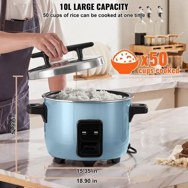 Alt view image 4 of 8 - VEVOR Commercial Rice Cooker 50-Cup Non-Stick Pot 10L 24H Keep Warm Restaurant