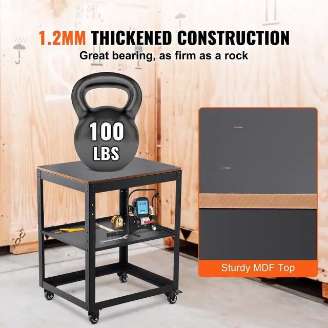 Alt view image 10 of 15 - VEVOR Planer Stand, 100 lbs / 45 kg heavy loads, Three-Gear Height Adjustable Thickness Planer Table,with 4 Stable Casters & Storage Space, for most planers, saws, bench-top machines, power tools