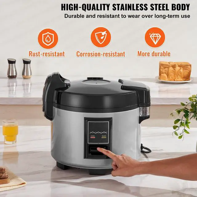 Alt view image 4 of 9 - VEVOR  Commercial Rice Cooker 45-Cup Non-Stick Pot 9L 12H Keep Warm Restaurant