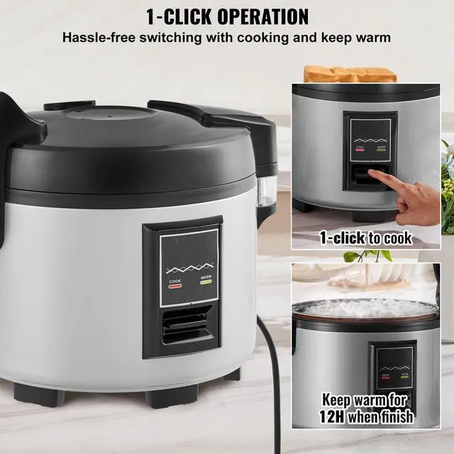 Alt view image 8 of 9 - VEVOR  Commercial Rice Cooker 45-Cup Non-Stick Pot 9L 12H Keep Warm Restaurant