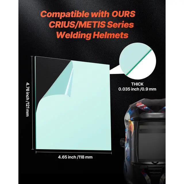 Alt view image 3 of 8 - VEVOR Welding Helmet Outer Cover Lens 20PCS 4.76" x 4.65" Outer Replacement Lens