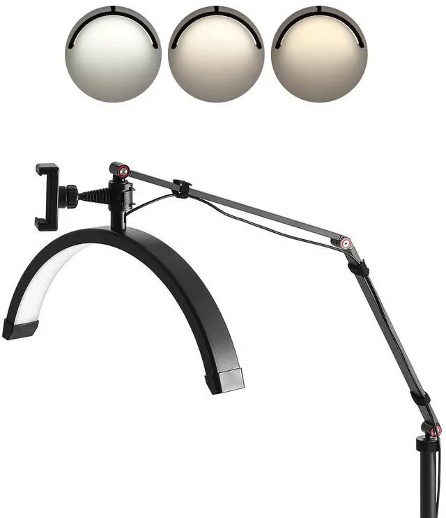 Main image of Half Moon Light for Esthetician, 2 in 1 LED Floor and Desk Lamp Lash Light for Eyelash Extensions, Arched Eyelash Lamp with Phone Holder, Remote Control, for Beauty, Skincare, Eyebrows, Tattoo