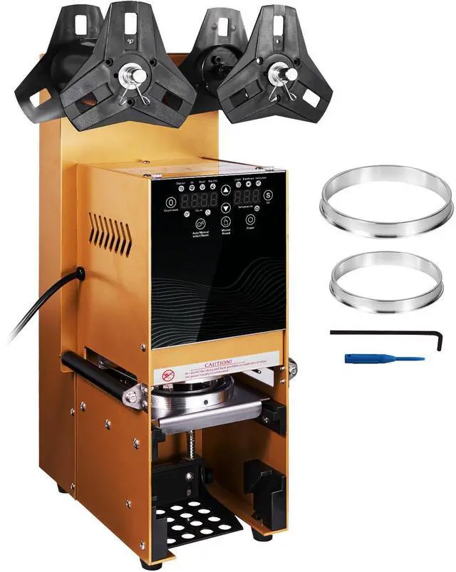 Alt view image 2 of 8 - VEVOR Fully Automatic Cup Sealing Machine, 500-650 Cups/H, Cup Sealer Machine for 180 mm Tall & 90/95 mm Cup, Electric Boba Tea Sealer with Digital Control LCD Panel for Bubble Milk Tea Coffee, Gold