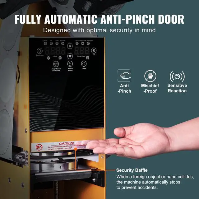 Alt view image 7 of 8 - VEVOR Fully Automatic Cup Sealing Machine, 500-650 Cups/H, Cup Sealer Machine for 180 mm Tall & 90/95 mm Cup, Electric Boba Tea Sealer with Digital Control LCD Panel for Bubble Milk Tea Coffee, Gold