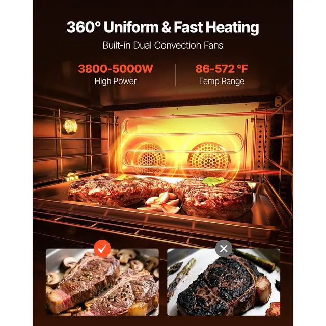 Alt view image 3 of 7 - Commercial Convection Oven, 4.24 cu.ft Conventional Countertop Oven for Full-Size Pans, Electric Convection Ovens with 4 Racks, 360° Hot Air Circulation, for Bakery, Restaurant & Pizza Shop