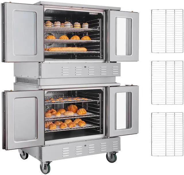 Main image of Double Deck Gas Convection Oven, 14 cu.ft Full-Size Commercial Convection Oven, 40,000 BTU x 2 Powerful Burners, Natural Gas Commercial Ovens with Two Fan Modes, for Bakery, Restaurant & Kitchen