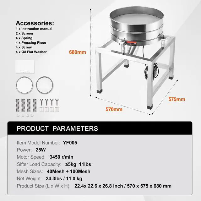 Alt view image 8 of 8 - VEVOR Electric Vibrating Sieve Machine with 40+100 Mesh Automatic Sifter Shaker