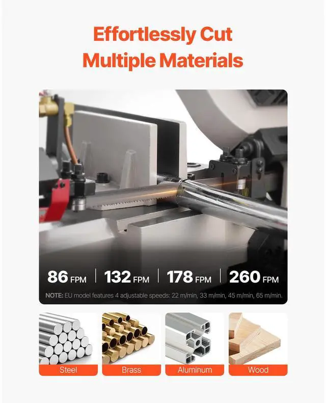 Alt view image 3 of 7 - Metal Horizontal Band Saw, 7 x 12 in Rectangular Cutting Capacity, 110/220V Metal Vertical Cutting Bandsaw with 1.1 kW Motor, 0-45° Angle Adjustment, Variable Speed, for Metal, Wood, and Plastic