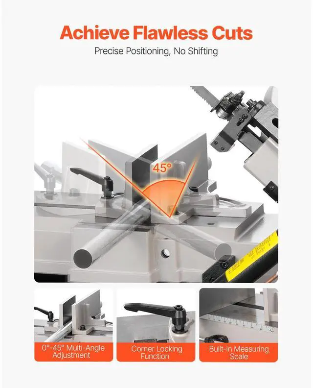 Alt view image 4 of 7 - Metal Horizontal Band Saw, 7 x 12 in Rectangular Cutting Capacity, 110/220V Metal Vertical Cutting Bandsaw with 1.1 kW Motor, 0-45° Angle Adjustment, Variable Speed, for Metal, Wood, and Plastic