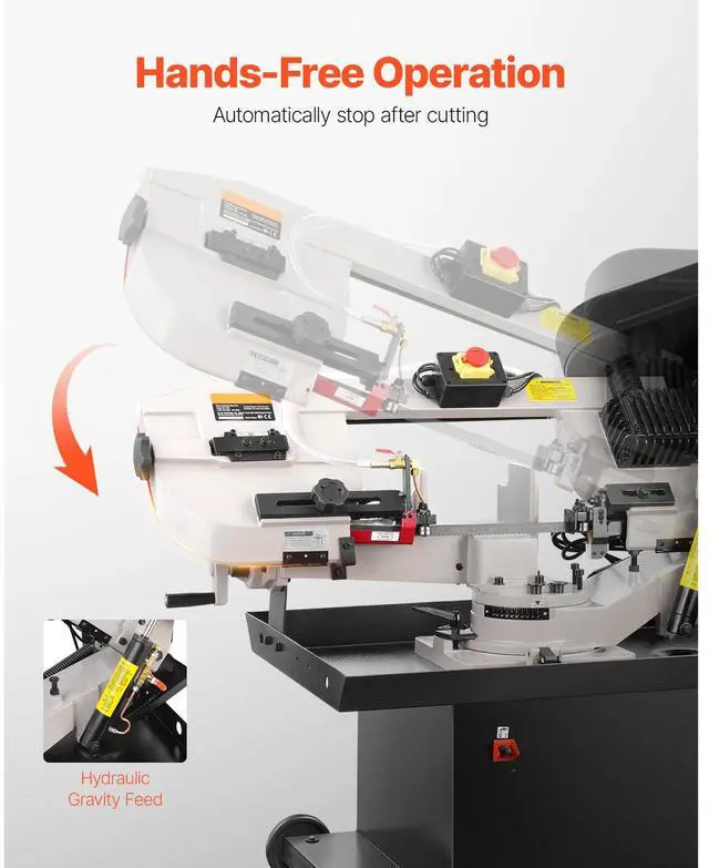 Alt view image 6 of 7 - Metal Horizontal Band Saw, 7 x 8.25 in Rectangular Cutting Capacity, 110/220V Vertical Cutting Bandsaw with 1.1 kW Motor, 0-45° Angle Adjustment, Variable Speed, for Metal, Wood, and Plastic