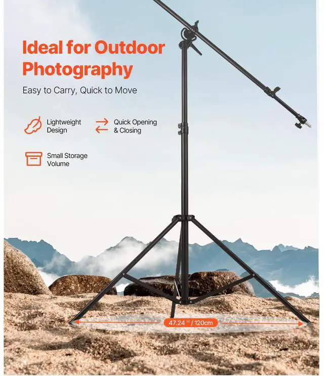 Alt view image 12 of 14 - VEVOR Air Cushioned Aluminum Photography Light Stand with Boom Arm Adjustable