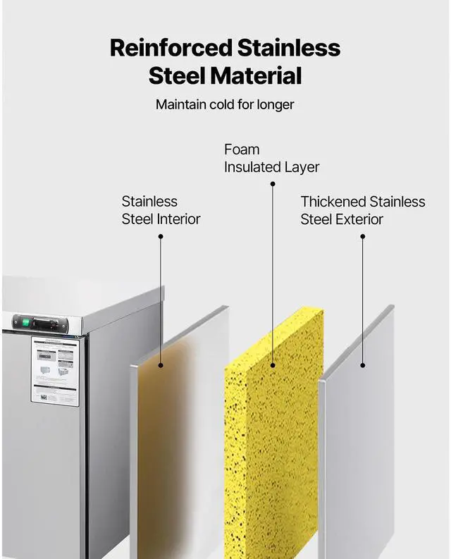 Alt view image 6 of 7 - 72" W Commercial Freezer, 17.7 Cu.Ft Worktop Freezers Undercounter with LED Auto Lighting and Lockable Door, 3 Doors Food Freezing Prep Worktable, Stainless Steel Prep Frozen Table with Casters