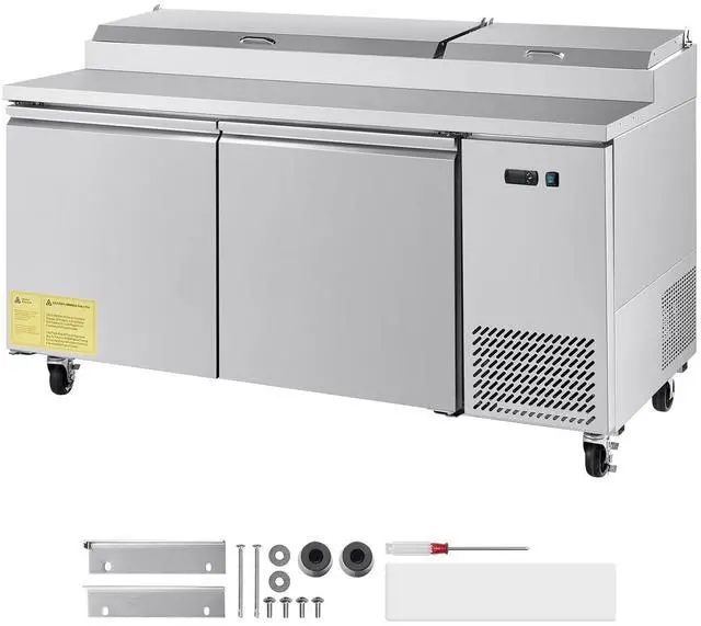 Main image of 67"W Commercial Refrigerator, Pizza Prep Refrigerated Table, 20" Ultra Wide Countertop Food Prep Worktable, 20.3 Cu.Ft Single Door Salad Prep Fridge, 9 Pans Pizza Make Worktop with Cutting Board