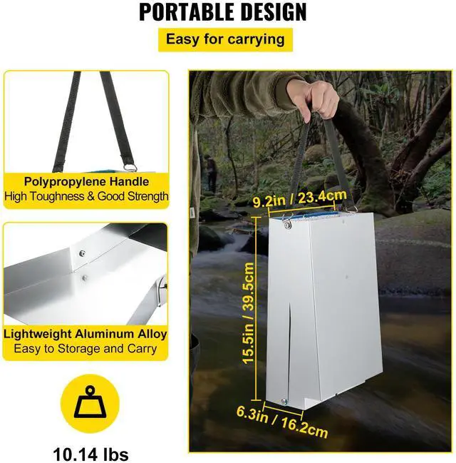 Alt view image 11 of 15 - VEVOR Folding Aluminum Alloy Sluice Box, Compact 50" Sluice Boxes for Gold, Lightweight Gold Sluice Equipment, Portable Sluice Boxes w/Miner's Moss, River, Creek, Gold Panning, Prospecting, Dredging