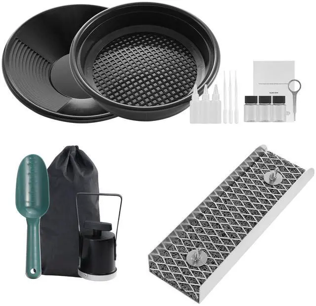 Alt view image 8 of 14 - VEVOR Mini Sluice Box Gold Panning Kit, 12inch Aluminum Alloy Gold Mining Equipment, 16 PCS Gold Prospecting Kit with Gold Pan, Separating Magnet, Classifier Screen, Drawstring Backpack and More