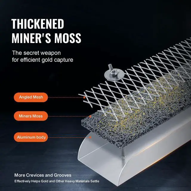 Alt view image 11 of 14 - VEVOR Mini Sluice Box Gold Panning Kit, 12inch Aluminum Alloy Gold Mining Equipment, 16 PCS Gold Prospecting Kit with Gold Pan, Separating Magnet, Classifier Screen, Drawstring Backpack and More