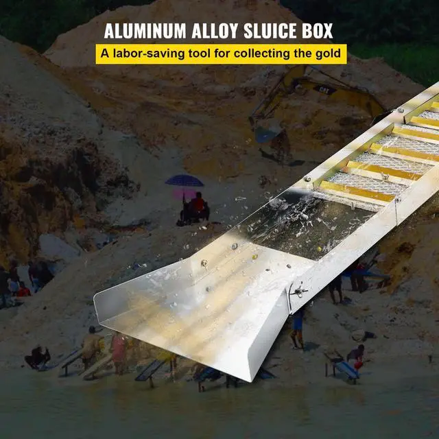 Alt view image 10 of 15 - VEVOR Folding Aluminum Alloy Sluice Box, Compact 50" Sluice Boxes for Gold, Lightweight Gold Sluice Equipment, Portable Sluice Boxes w/Miner's Moss, River, Creek, Gold Panning, Prospecting, Dredging