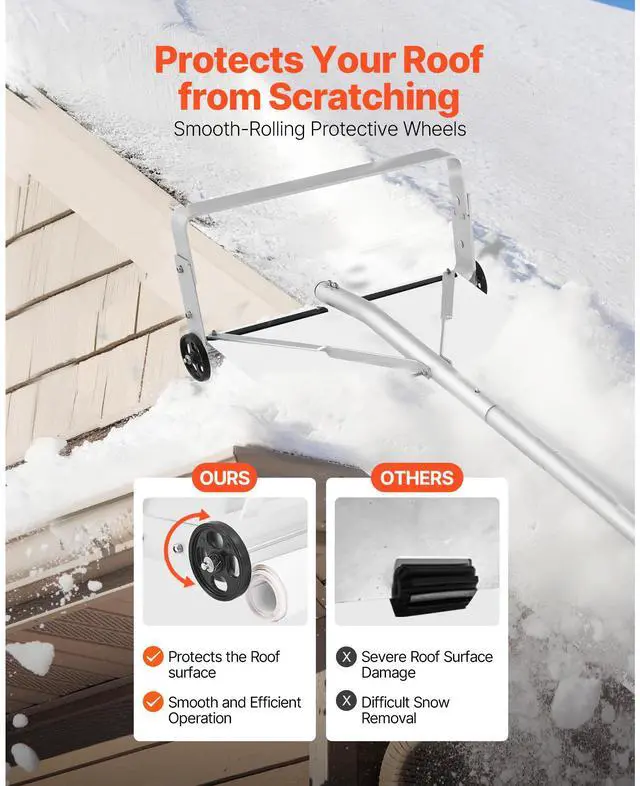 Alt view image 6 of 8 - VEVOR Snow Roof Rake, 18.5 in Aluminum Blade, 5.2-30 ft Adjustable Roof Snow Scraper with Wheels & Slide, , Lightweight Snows Removal Tool for House Rooftop Leaves Debris Clearing