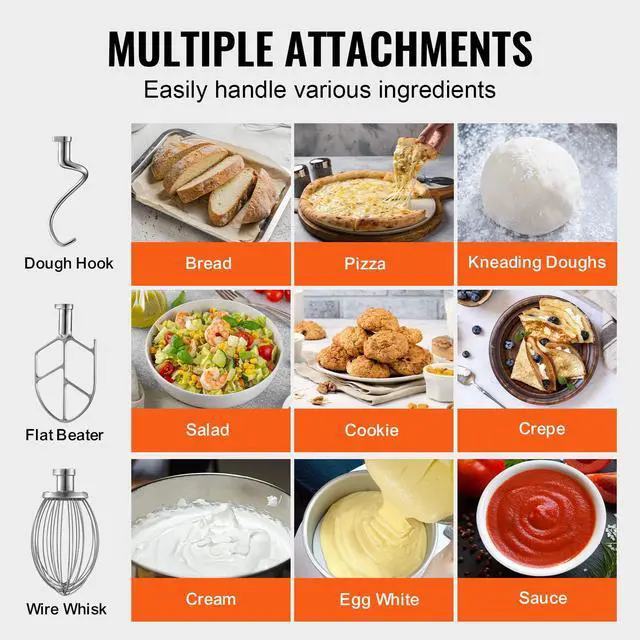 Alt view image 4 of 7 - Commercial Food Mixer, 28.5L Commercial Stand Mixer with 3 Adjustable Speeds, 1100W Dough Mixer with Stainless Steel Bowl and 3 Mixing Attachments, Ideal for Restaurant, Bakery, Pastry shop, Caf