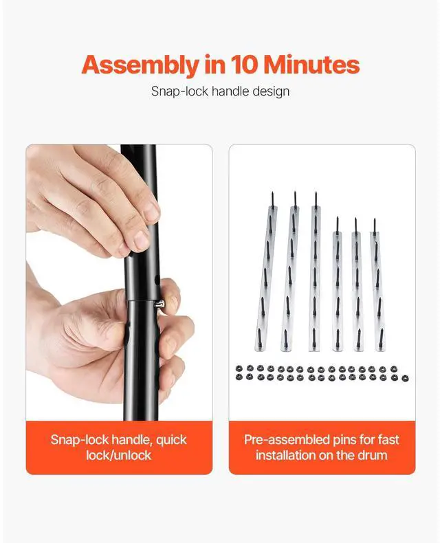 Alt view image 7 of 8 - VEVOR Rolling Lawn Aerator, 21-inch Heavy-Duty Manual Rolling Aerator Lawn with Detachable Handle and 33 Iron Spikes, Rolling Lawn Aeration Tool for Garden Patio Yard Compacted Soils and Lawns, Black