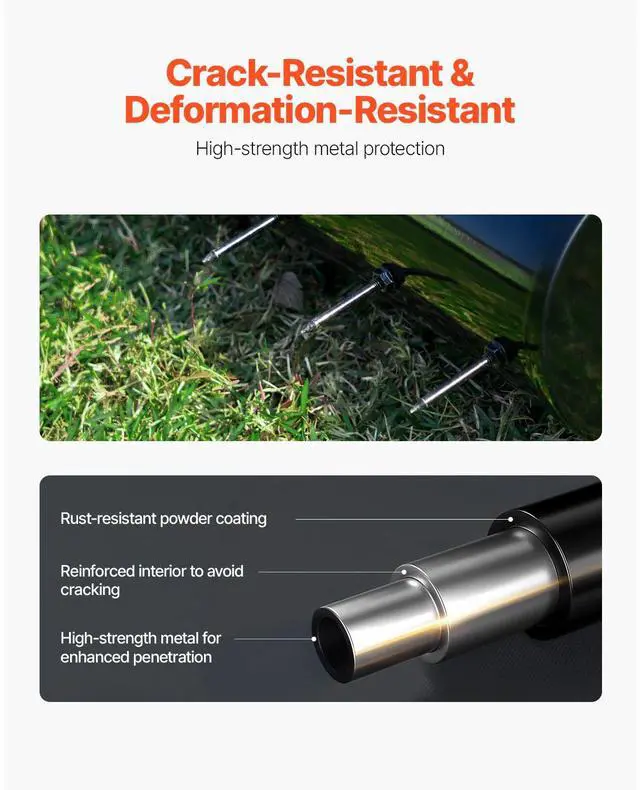 Alt view image 5 of 8 - VEVOR Rolling Lawn Aerator, 21-inch Heavy-Duty Manual Rolling Aerator Lawn with Detachable Handle and 33 Iron Spikes, Rolling Lawn Aeration Tool for Garden Patio Yard Compacted Soils and Lawns, Black