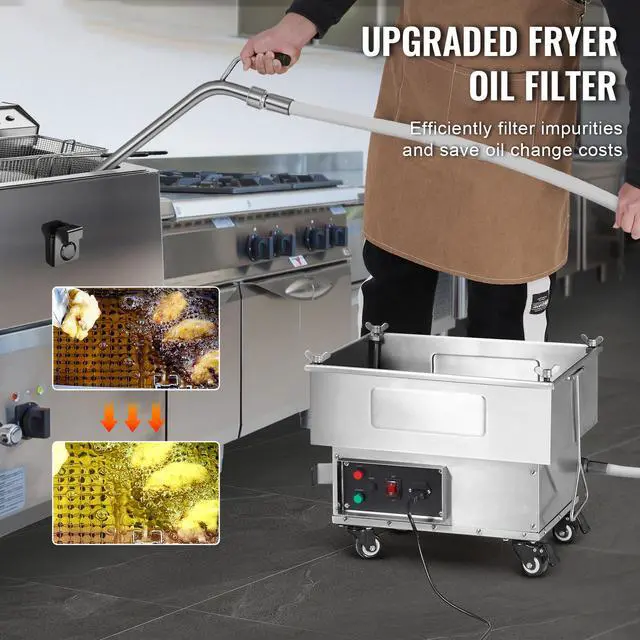 Alt view image 4 of 9 - VEVOR Mobile Fryer Filter, 18L Oil Tank Capacity, Oil Filtration System with 10 L/min Oil Filtration Speed, Mobile Frying Oil Filtering System with Swivel Wheels, Oil Hose for Restaurant Burger Stores