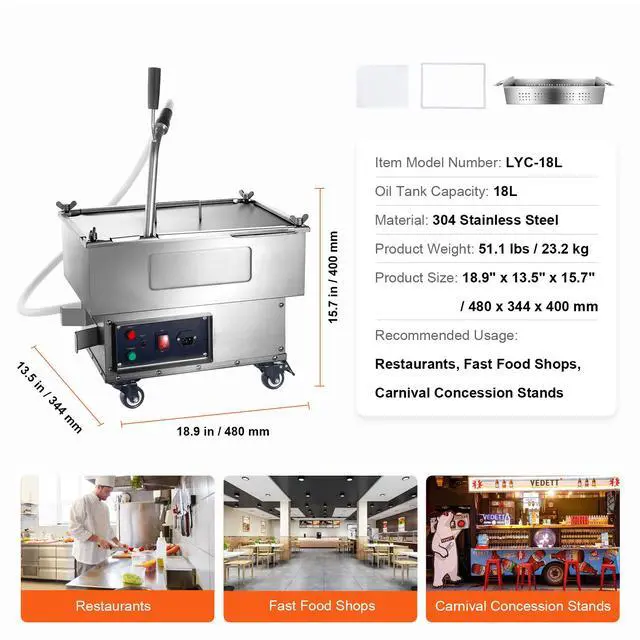 Alt view image 9 of 9 - VEVOR Mobile Fryer Filter, 18L Oil Tank Capacity, Oil Filtration System with 10 L/min Oil Filtration Speed, Mobile Frying Oil Filtering System with Swivel Wheels, Oil Hose for Restaurant Burger Stores