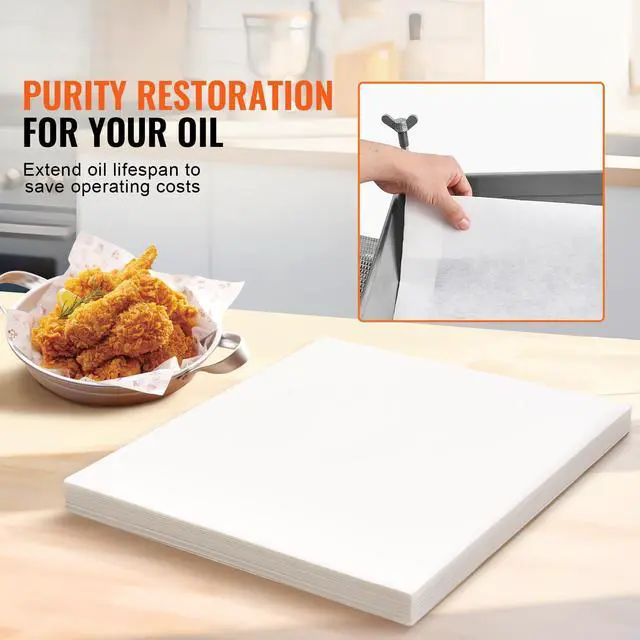 Alt view image 9 of 14 - VEVOR Fryer Filter Paper, 100 Sheets, 19.3" x 16.1", Replacement Deep Fryer Filter Sheets for 18L/38L Commercial Mobile Fryer Filter Machine, for Restaurant, Fast Food Shop, Carnival Concession Stand