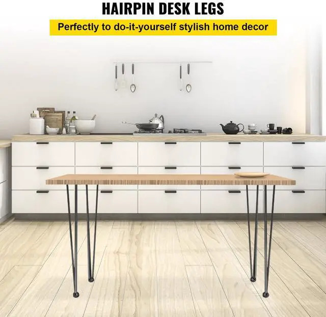 Alt view image 3 of 8 - VEVOR Hairpin Table Legs 22\" Black Set of 4 Desk Legs 880lbs Load Capacity (Each 220lbs) Hairpin Desk Legs 3 Rods for Bench Desk Dining End Table Chairs Carbon Steel DIY Heavy Duty Furniture Legs