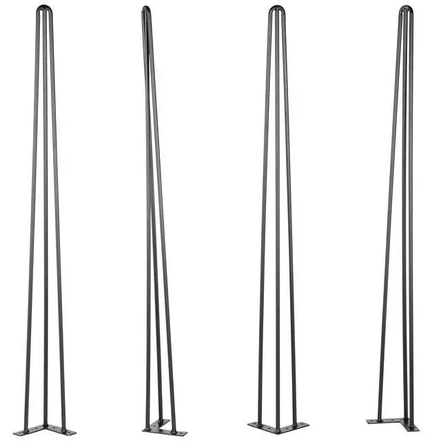 Alt view image 2 of 8 - VEVOR Hairpin Table Legs 34\" Black Set of 4 Desk Legs 880lbs Load Capacity (Each 220lbs) Hairpin Desk Legs 3 Rods for Bench Desk Dining End Table Chairs Carbon Steel DIY Heavy Duty Furniture Legs