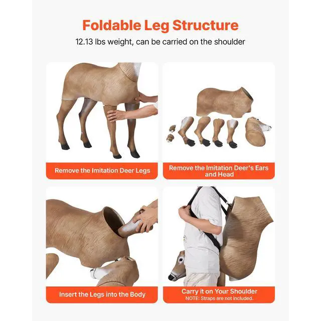 Alt view image 11 of 14 - Deer Decoy Outdoor Realistic Durable Doe Decoys for Hunting Foldable Legs 1-Pack