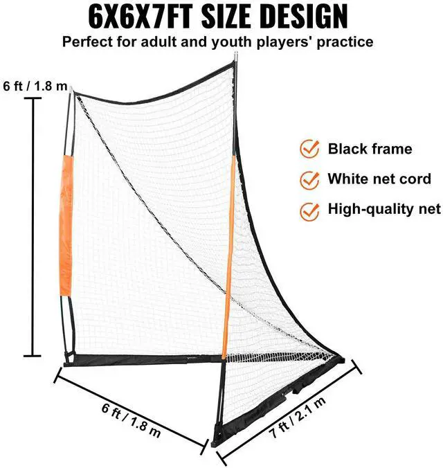 Alt view image 7 of 9 - VEVOR Lacrosse Goal, 6' x 6' Lacrosse Net, Portable Lacrosse Goal with Carry Bag, Fiberglass Rod Backyard Lacrosse Training Equipment, Easy Setup Collegiate Goal, Perfect for Youth Adult Training