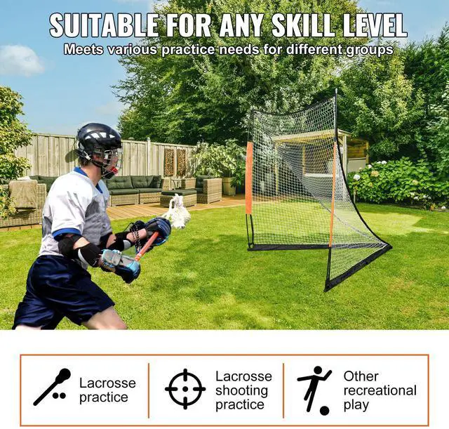 Alt view image 8 of 9 - VEVOR Lacrosse Goal, 6' x 6' Lacrosse Net, Portable Lacrosse Goal with Carry Bag, Fiberglass Rod Backyard Lacrosse Training Equipment, Easy Setup Collegiate Goal, Perfect for Youth Adult Training