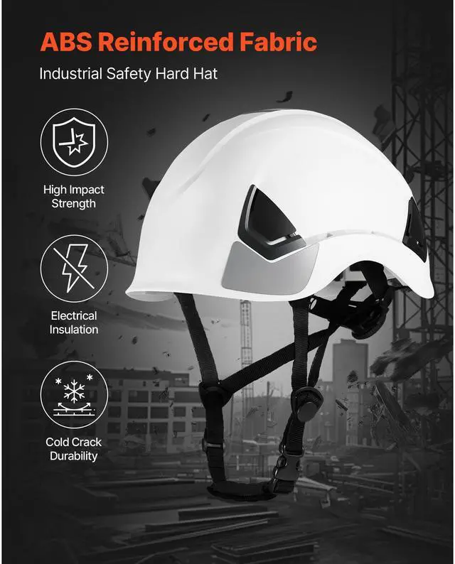 Alt view image 4 of 8 - VEVOR Construction Safety Helmet Vented Class C White Safety Hardhat for Men & Women